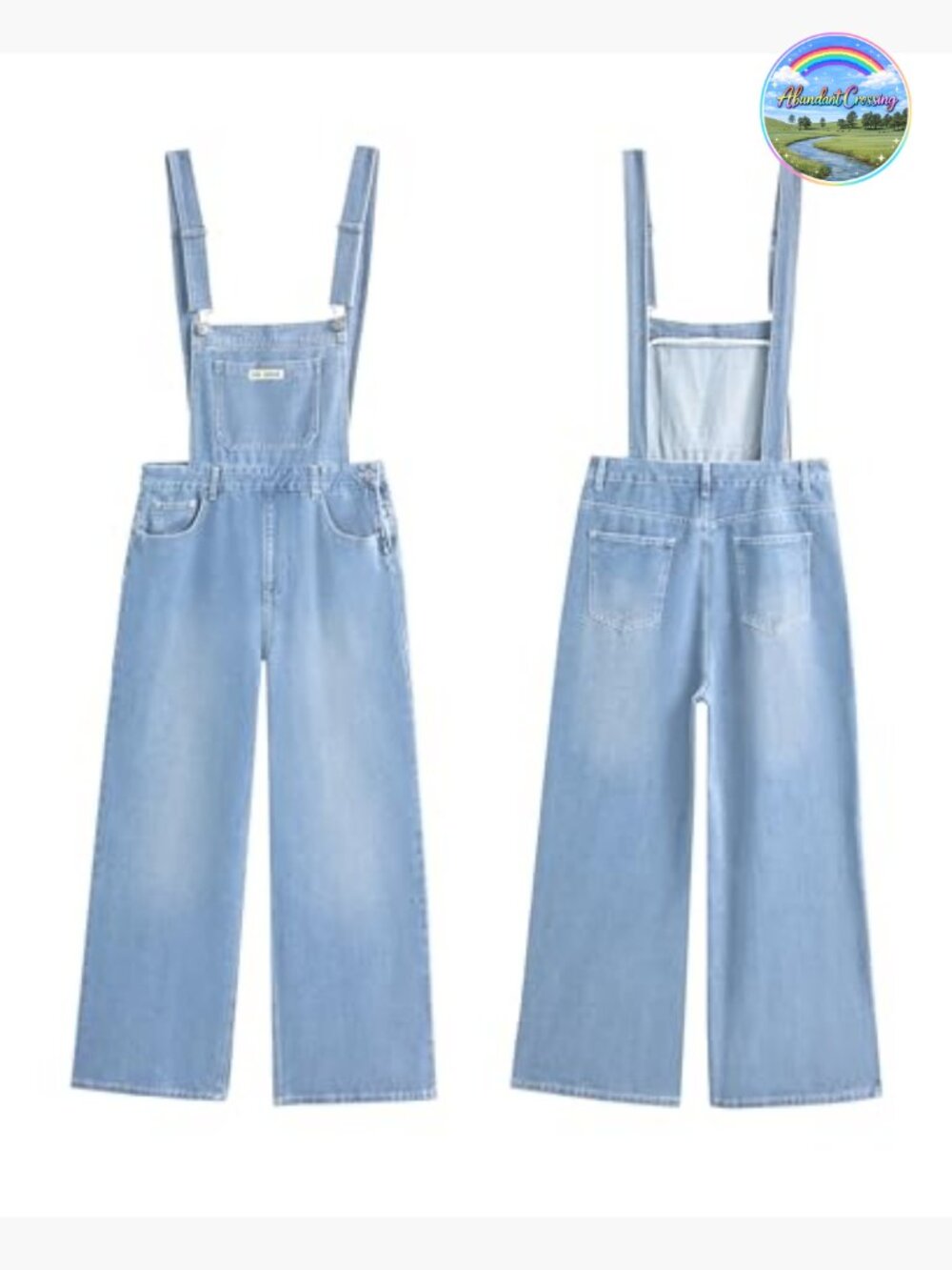 Baggy Loose Fit Wide Leg Denim Overalls with Adjustable Straps - Picture 5 of 7